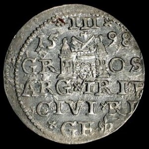 Trojak 1598, Kop. 8194, przesunięty stempel