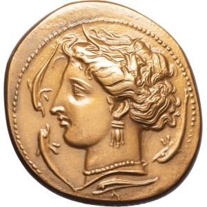 Sicile, émissions siculo-puniques. Médaille, agrandissement d’un tétradrachme frappé à Entella 1971 [d’après un original de 320-300 av. J.-C.], Paris.