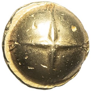 Senons. Class II globular statère with cross and ND torque (100-50 BC).