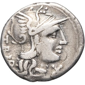 Cn. Lucretius Trio. Denarius ND (136 BC), Rome.