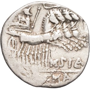 Q. Curtius, M. Silanus and Cn. Domitius Ahenobarbus. Denarius ND (116-115 BC), Rome.