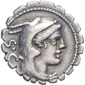 L. Procilius. Denarius serratus ND (80 BC), Rome.