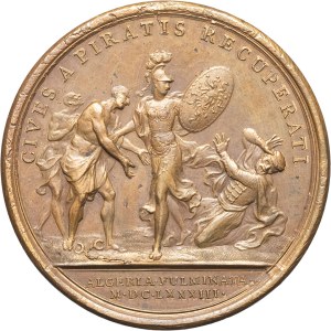 Louis XIV (1643-1715). Médaille, bombardement d'Alger et libération des esclaves, par Mauger 1683, Paris.