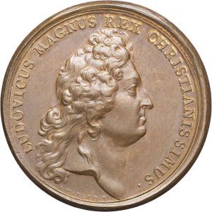 Ľudovít XIV (1643-1715). Medaila, mier uvalený na alžírskych pirátov, autor Mauger 1684, Paríž.