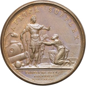 Ľudovít XIV (1643-1715). Medaila, mier uvalený na alžírskych pirátov, autor Mauger 1684, Paríž.