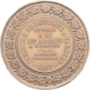 Second Empire / Napoléon III (1852-1870). Médaille, concours de bestiaux à Tlemcen, par Pingret 1867, Paris.
