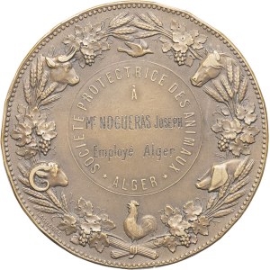 IIIe République (1870-1940). Médaille, société protectrice des animaux d’Alger, par Degeorge et Lagrange ND, Paris.