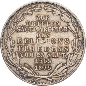 Frankfurt (Free City of). 2 commemorative guilders, 300th anniversary of religious freedom 1855, Frankfurt am Main.