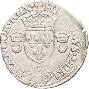 Enrico II (1547-1559). Douzain aux croissants 1549, 9, Rennes.