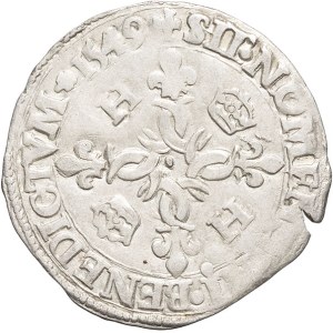 Enrico II (1547-1559). Douzain aux croissants 1549, 9, Rennes.