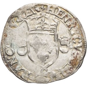 Enrico II (1547-1559). Douzain aux croissants 1550, C, Saint-Lô.