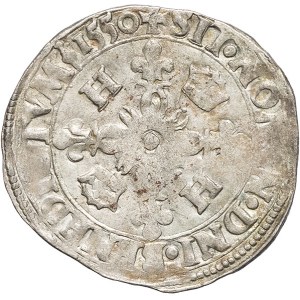 Enrico II (1547-1559). Douzain aux croissants 1550, C, Saint-Lô.