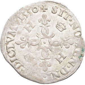 Enrico II (1547-1559). Douzain aux croissants 1550, C, Saint-Lô.