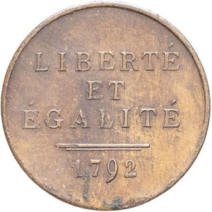 Convention (1792-1795). Proof of the 1792 one-cent module.