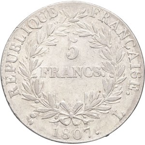 First Empire / Napoleon I (1804-1814). 5 francs Emperor, 1807 Gregorian calendar, L, Bayonne.