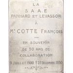 IIIe République (1870-1940). Plaque, Société des automobiles Panhard et Levassor, to F. Cotte by H. Kautsch 1900-1930, Paris (Arthus-Bertrand).