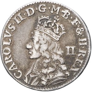 Karel II (1660-1685). 2 pence ND (1662-1670), Londýn.