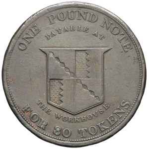 George III (1760-1820). Warwickshire, 3 pence token or 1/80 paper pound, Birmingham Workhouse 1813.