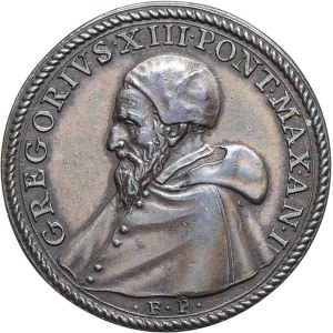Vatican, Grégoire XIII (1572-1585). Médaille, massacre de la Saint-Barthélemy, par G. Bonzagni An I (1572, frappe postérieure), Rome.