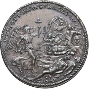 Vatican, Grégoire XIII (1572-1585). Médaille, massacre de la Saint-Barthélemy, par G. Bonzagni An I (1572, frappe postérieure), Rome.