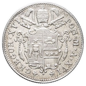 Vatican, Gregory XVI (1831-1846). 5 baiocchi 1846/5 - Year XVI, R, Rome.