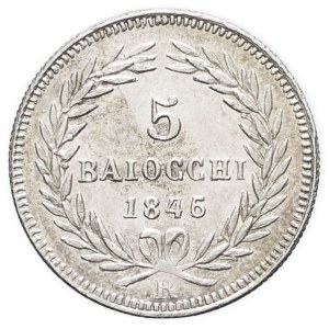 Vatican, Gregory XVI (1831-1846). 5 baiocchi 1846/5 - Year XVI, R, Rome.