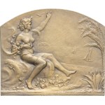 Albert I (1889-1922). Plaque, inauguration of the Rome-Monaco-Cannes train, by Tony Szirmaï 1908, Paris.