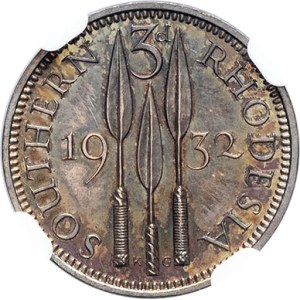 George V (1910-1936). 3 pence, struck on Flan Bruni (PROOF) 1932, London.