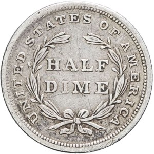 Federal Republic of the United States of America (1776-present). Demi-dime, Liberté assise, sans étoiles (Liberty seated half dime, no stars) 1837, Philadelphia.