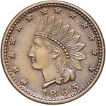 American Civil War (1861-1865). One-cent token with Indian head 1863.