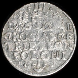 Srebro (Ag) Średnica: 20 mm Waga: 1,89 g NOWOŻYTNE MONETY POLSKIE ZYGMUNT III WAZA (1587-1632) Trojak koronny - 162...