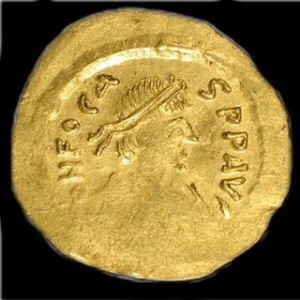 Złoto ( Au ) Średnica: 16 mm Waga: 4,41 g MONETY ANTYCZNE - CESARSTWO BIZANTYJSKIE FOCAS ( 602 - 610 n.e. ) Tremiss...