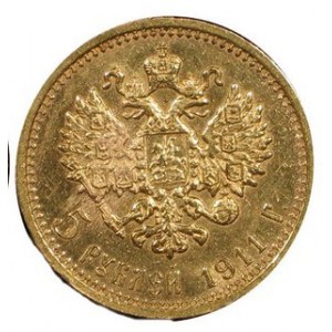 5 Rubli 1911, Bitkin 37, Au, w. 4,3 g