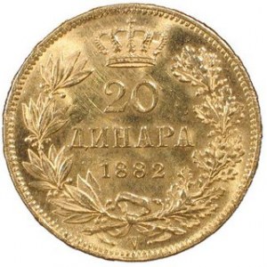 20 Dinarów 1882, Fr.4, Au, w. 6,45 g