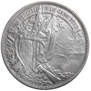 5 Franków 1883, Zawody strzeleckie w Lugano HMZ 1254, D. S 16, Dav. 390