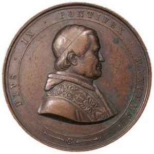 Medal 1823, Pius IX, med. Girometti, wybity na pamiatkę pożaru Bazyliki Św. Pawła Za Murami w 1823 r., Brąz, Ø 51 mm
