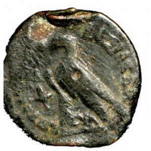 Brąz, menn. Salamis (Cypr), Ae 21, Głowa Zeusa Amona / orzeł stojący w lewo