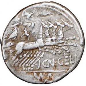 Denar, Cn. Gellius, 138 p.n.e, Syd.434, Sear RC 109, w.3,74 g, Ø 19 mm, rzadszy