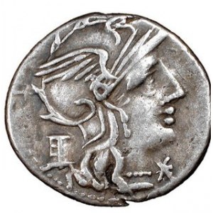 Denar, M. Marcius Mn.f, 134 p.n.e, Syd.500 Sear RC 122, w.3,8 g, Ø 19 mm