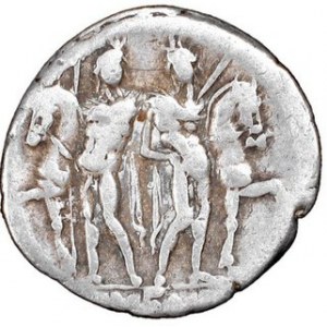Denar, L. Memmius, 109 - 108 p.n.e, Syd.558, Sear RC 181, w.3,85 g,,Ø 20 mm, ciekawy typ
