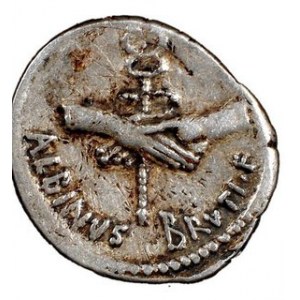 Denar, D. Iunius Brutus Albinus , 48 p.n.e, Syd.542, Sear RC 427, w.3,89 g, Ø 19 mm, rzadki i ciekawy historycznie