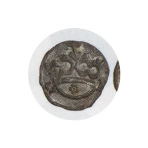 Denar S - P, Kop. 396 R3, połysk menniczy w tle