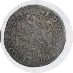 Grosz litewski na stopę polską 1568, Kop.3287 R, kropka po SIGIS, piękna patyna