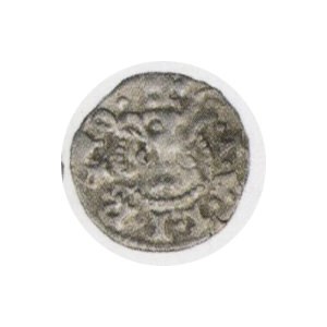 Kwartnik, głowa gryfa/gryf, waga 0,4g, jak Kop. 8563a R3, ale trzecia kula między łapami gryfa