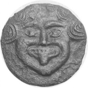 SARMATIA, Olbia. Circa 400 BC. JE Cast 66mm (94.71 gm). Facing Gorgoneion / A-P-I-X,...