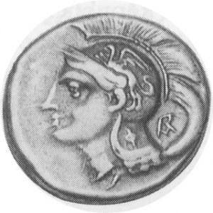LUCANIA, Velia. Circa 293/290-280 BC. AR Nomos (7.50 gm). Head of Athena left, wearing Attic helmet decorated with a gri...