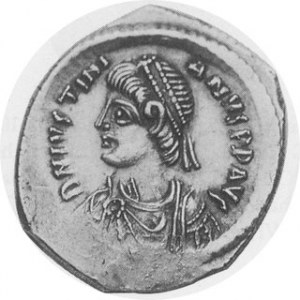 JUSTINIAN I. 527-565 A.D. AR Light Miliarense (4.32 gm). Constantinople mint. D Ν IVSTINI-ANVS Ρ Ρ AVG,...