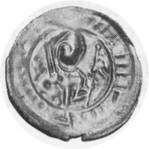 ND (1181-1202). AR Hebrew Bracteate (0.12 gm) (17mm). Gnesen Mint. Facing busts of Duke wearing a pointed helmet and hol...