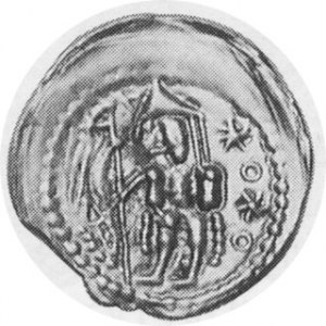 ND (1243-79). AR Bracteate (0.18 gm) (19mm). Cracow Mint. Ruler in pointed hat standing with flag facing left * ο *...