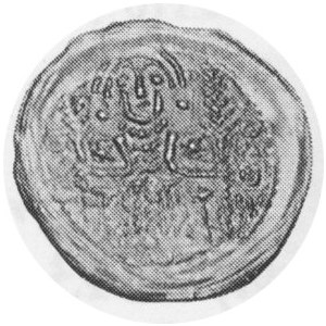 ND (1247-49). AR Denar (0.26 gm) (17.5mm). Gnesen Mint. Standing facing figure between 2 palm branches / Angel over an a...